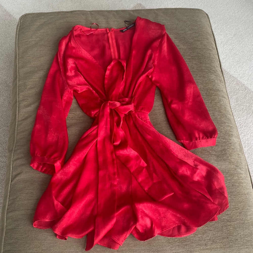 Zara Red Satin Romper